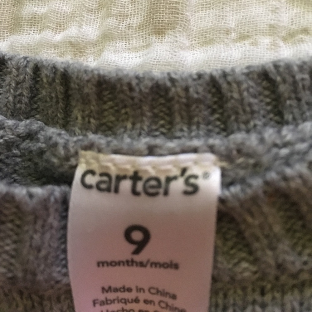 Carter’s Infant Girl's Fox Print Grey Sweater - Picture 3 of 4